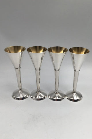 Franz Hingelberg Sterling Sølv Snapseglas Sæt (4)