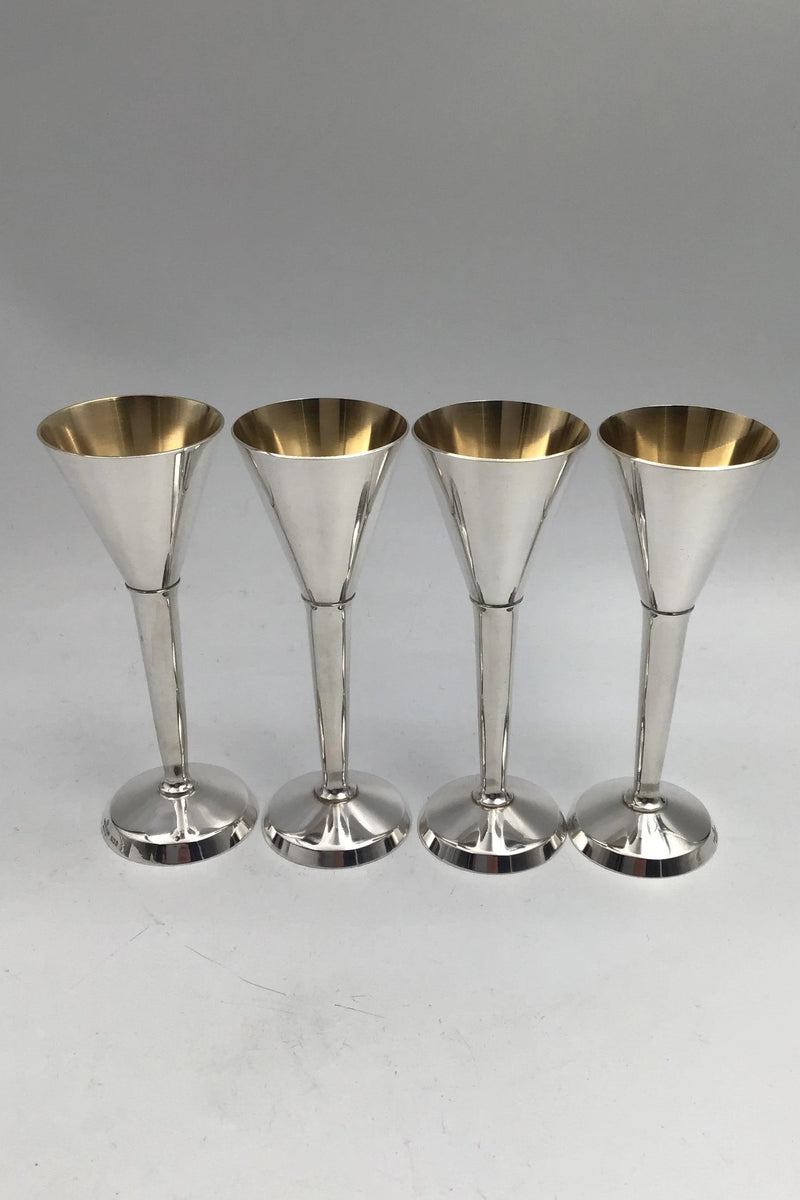 Franz Hingelberg Sterling Sølv Snapseglas Sæt (4)