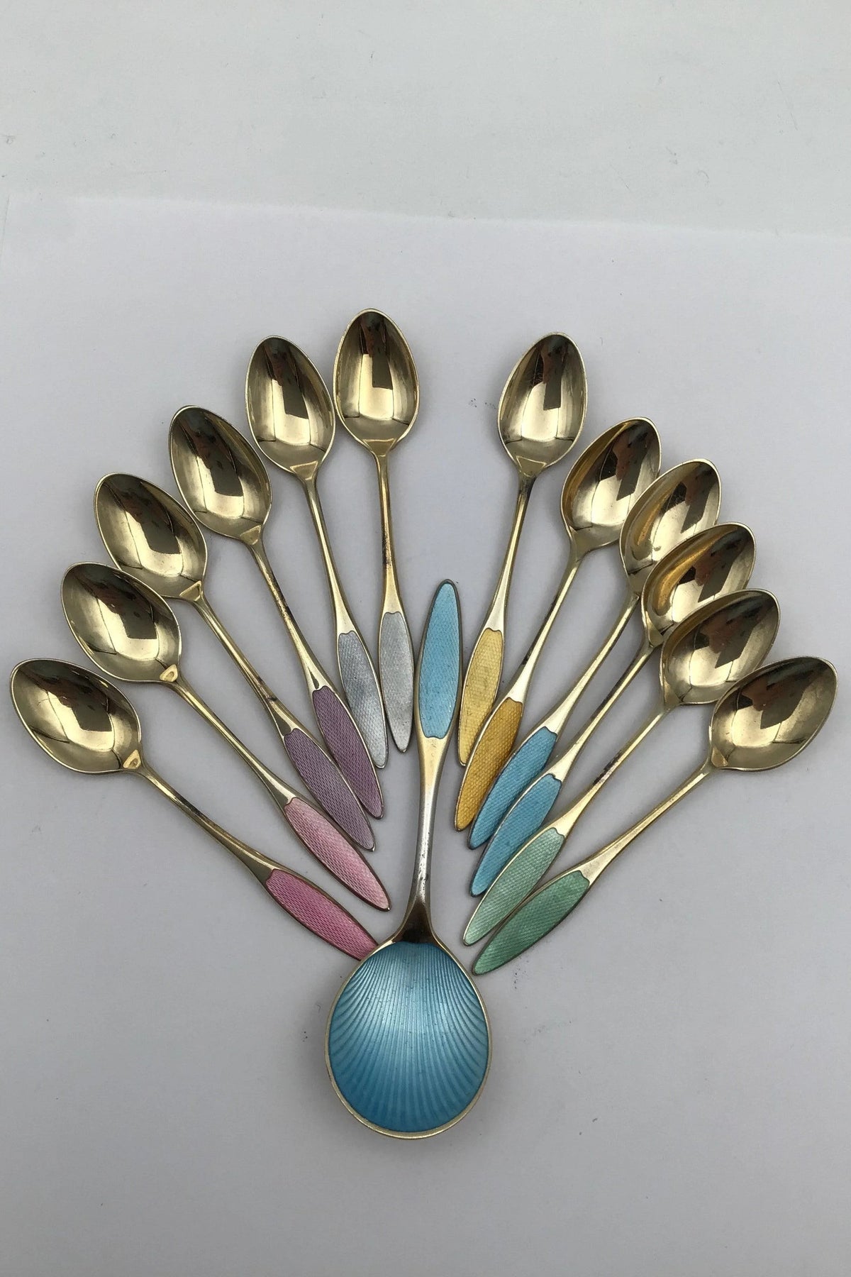 ヴィンテージ デンマーク製Frigast スターリングシルバー エナメルスプーン Frigast Sterling Silver/Enamel Spoons (12+1)