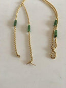 Georg Jensen 18K Guld Collier / Halskæde med Prydet med 6 stykker Grøn Jadesten