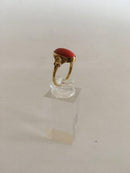 Georg Jensen 18K Gold Ring Nr. 243 mit korallenfarbenem Stein