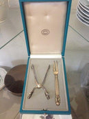 Georg Jensen King Sterling Silber Zuckerzange und -gabel in Box