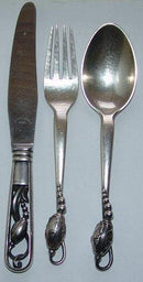 Georg Jensen Magnolia Sterling Sølv Bestik Sæt 3 dele fra 1933-1944
