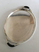 Georg Jensen 椭圆形纯银服务盘，编号251C，带木柄。