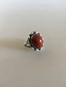 Georg Jensen Silver Ring No 19 with Coral（ジョージ ジェンセン シルバー リング No 19 with コーラル