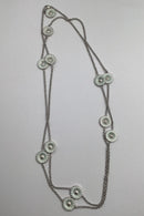 Georg Jensen Sterling Sølv Forgyldt Daisy Halskæde Hvid Emalje