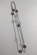 Georg Jensen Sterling Sølv Forgyldt Daisy Halskæde Sort / Hvid Emalje