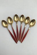 Georg Jensen Sterling Sølv Forgyldt Ornamental Moccaske (Rød emalje)(6)