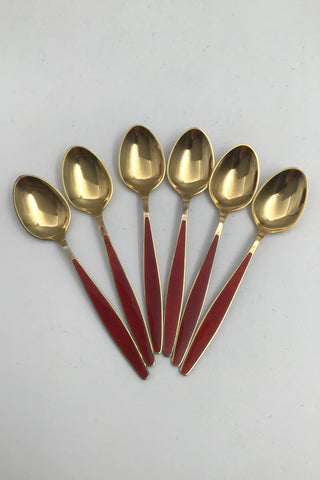 Georg Jensen Sterling Silver Gilded Ornamental Moccasin (Red enamel)(6)