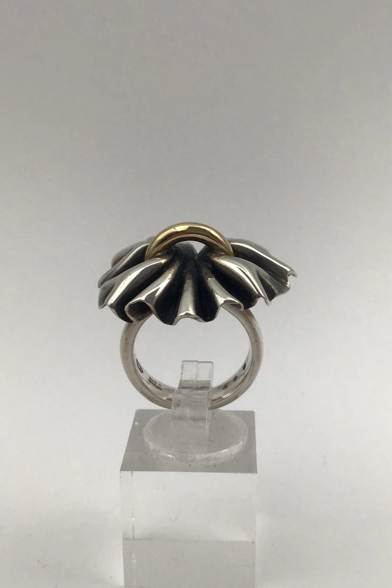 Georg Jensen Sterling Sølv / Guld Ring No. 400 Lene Munthe