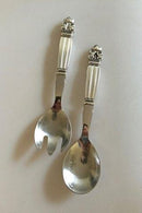 Georg Jensen Sterling Sølv / Stål 'Konge' Salatsæt No. 133