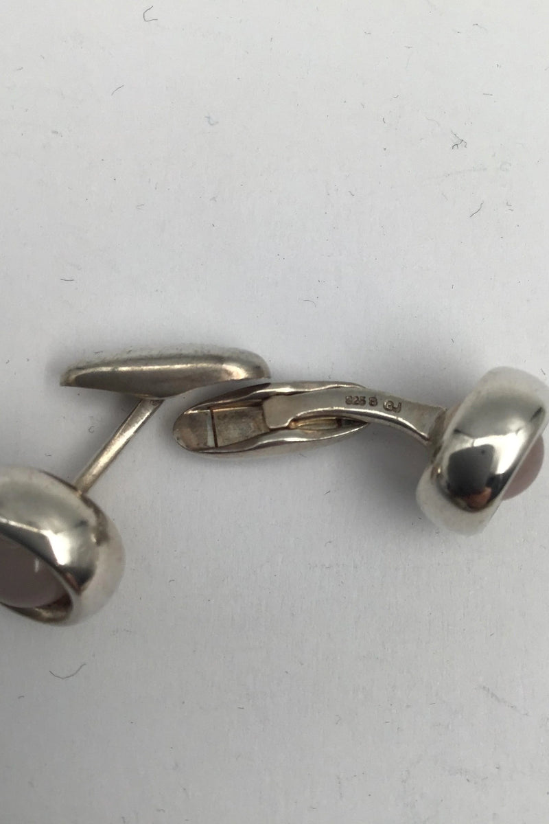 Georg Jensen Sterling Sølv Manchetknapper No 473 Sphere Rosa Quartz