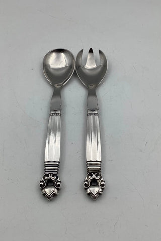 Georg Jensen Sterling Sølv og Rustfrit Stål Lille Salatsæt Konge