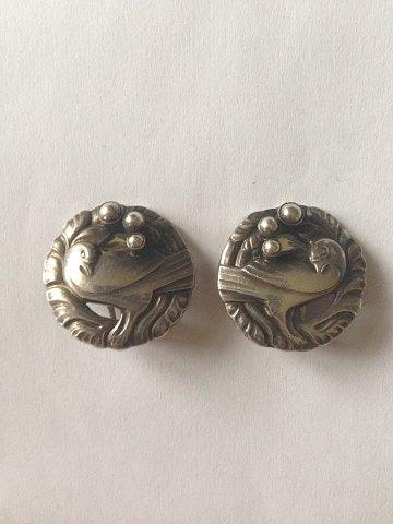 Georg Jensen Sterling Silver Earrings with Silver Stones No66
