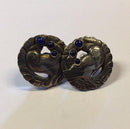 Georg Jensen Sterling Silver Earrings with Doves and Lapis Lazuli No 66（鳩とラピスラズリのピアス