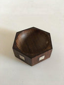 汉斯-汉森紫檀木盐罐，镶嵌纯银。