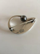 Hans Hansen Sterling Silver Brooch with Oxidized Silver Stone No 109