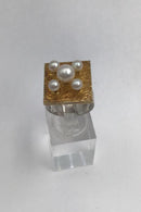 Hans Hansen Sterling Sølv Ring m Perler (Delvist Forgyldt)