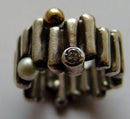 Hans Henrik Nygaard Unique Sterling Silver ring with pearl, stone and Gold-pearl