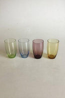 Holmegaard 4 Soda Glasses in blue, green, yellow and purple 