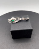 Georg Jensen Sterling Sølv Broche med Grønne Sten No. 185