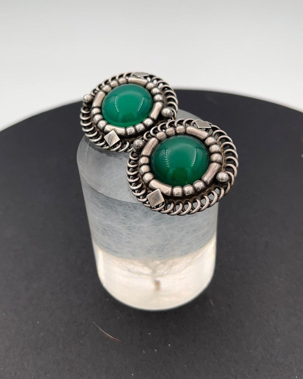 Georg Jensen Sterling Sølv Øreringe med Chrysoprase No 85