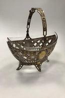 Messing skål med håndtag og glas indsats