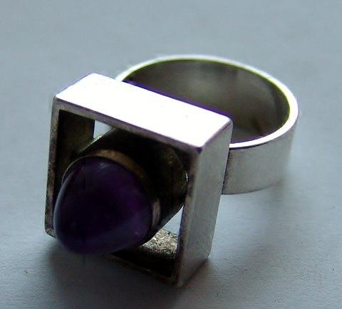 N.E. From Modern Sterling Silver Ring with Ametyst