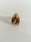 N.E. von Sterling Silber Ring mit Bernstein