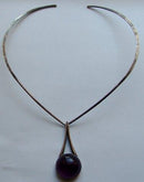 N.E. From/David Andersen Sterling Silver Necklace with Pendant of Amethyst