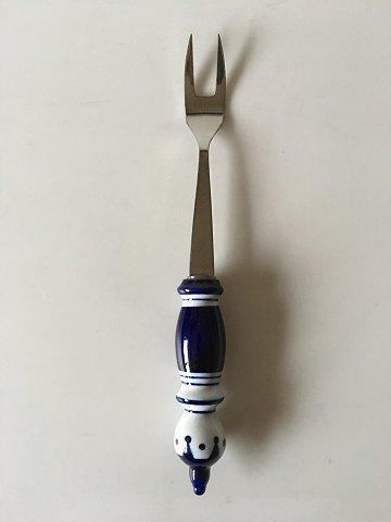 Rosenthal Blå Bjørn Wiinblad Siena Stor Kødgaffel i Keramik og Rustfrit Stål