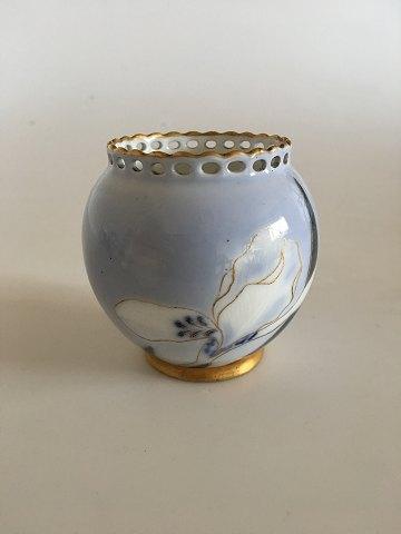 Royal Copenhagen Jugendstil Vase mit Iris und Gold