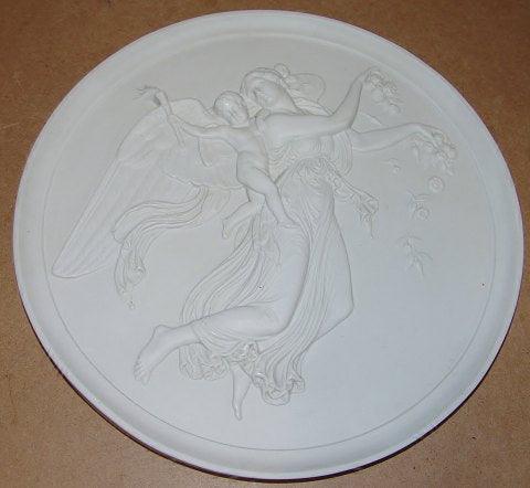 Royal Copenhagen Bisque Plate Day No 86. Copy from 1840 after Thorvaldsens original from Rom 1815. Measures 26cm