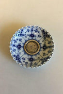 Royal Copenhagen Blue Fluted Full Lace Candle Drip Cup with 2-Crown coin with Frederik VIII, 1912. No 1009