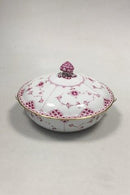 Royal Copenhagen Blue Fluted Red Ruby/Pink with Gold Edge Half Lace Lidded Bowl No 2/620
