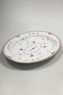 Royal Copenhagen Blue Fluted Red Ruby/Pink with Gold Edge Half Lace Oval Dish No 2/533