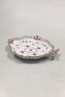 Royal Copenhagen Blue Fluted Red Ruby/Pink with Gold Edge Full Lace Assiet No 2/1076