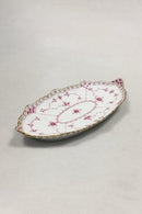 Royal Copenhagen Blue Fluted Red Ruby/Pink with Gold Edge Full Lace Small Oval Dish No 2/1115