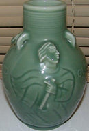 Royal Copenhagen Steingut Jais Nielsen Celedon Vase Nr. 2966