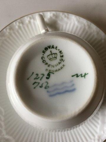 Royal Copenhagen Tradition Hvid Halvblonde m. Guldkant Kaffekop og Underkop No 756