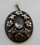 Sterling Silber Brosche mit weißem Stein