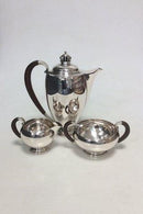 Theodor Sabroe Art Deco Danish Silver Coffee Set with Pot, creamer  and sugar bowl from 1942