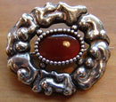 WE WILL BUY ALL FROM THE SAME DESIGNER: Thorvald Bindesbøll Brooch in Silver from Holger Kysters Silversmithy with beautiful stone
