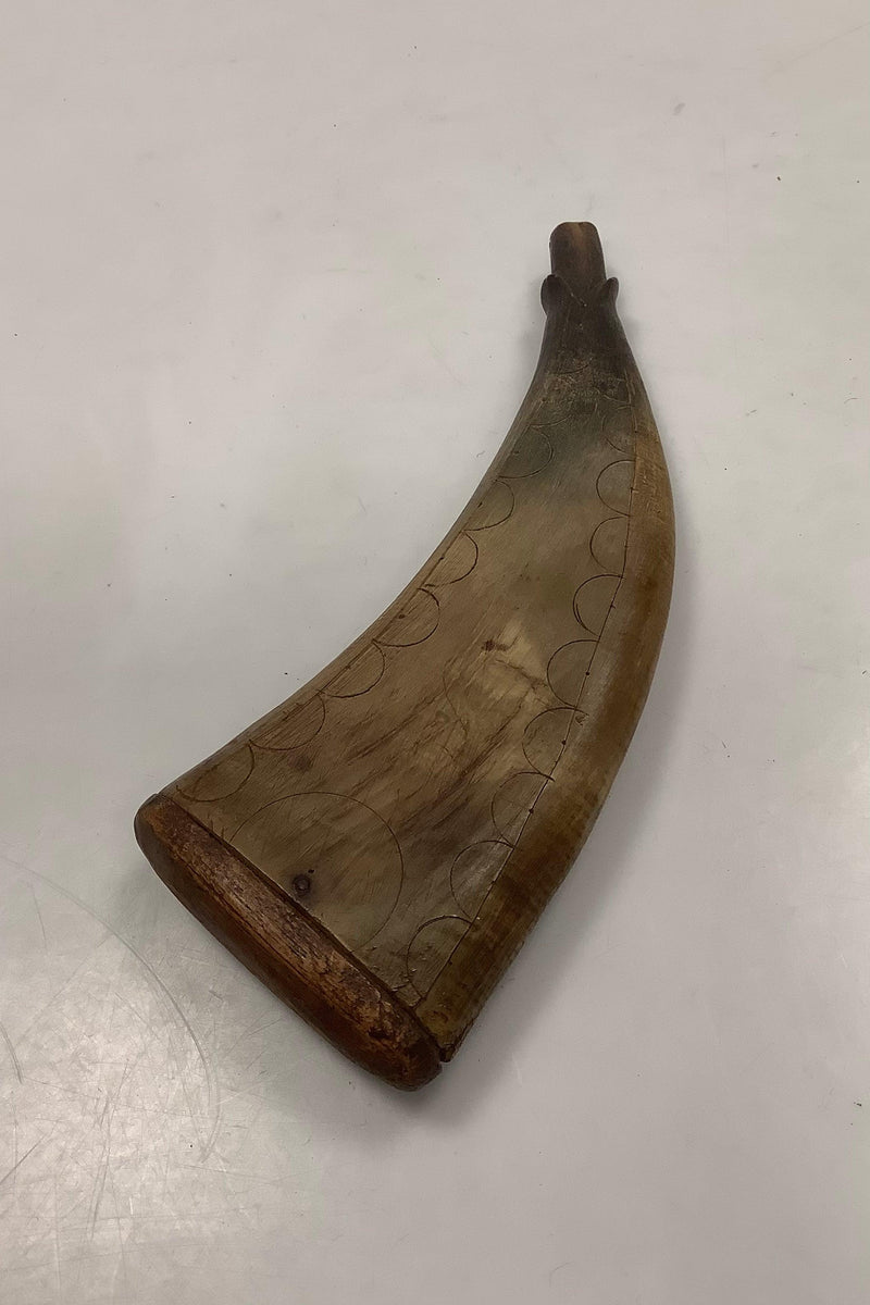 Antique powder horn made of horn