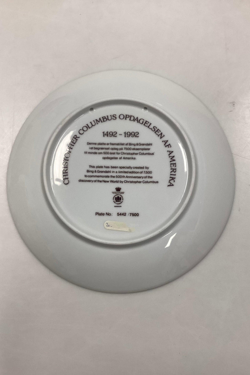 Bing og Grøndahl Christopher Columbus Platte 1492 - 1992  Platte 5442 ud af 7500