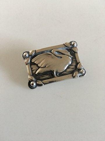 Georg Jensen Sølv Broche No 213 med Svane
