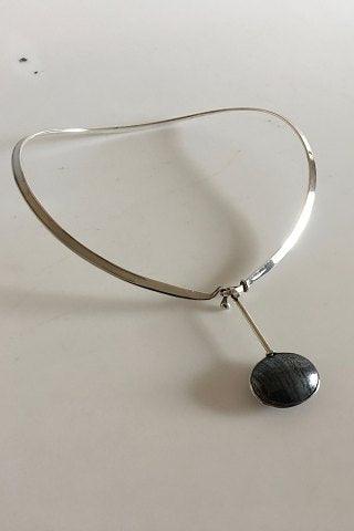Georg Jensen Sterling Sølv Torun Halsring No 168 med Vedhæng No 129