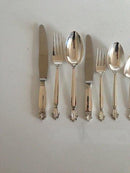 Georg Jensen Sterling Silber Besteck Queen 54 Stück mit alten Briefmarken