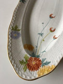Royal Copenhagen No 93 White Half Lace w. Flowers and Gold Oval Fish Tray