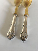 Fransk Lilje Salatbestik i Sølv og Horn O.V. Mogensen